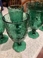 Princess  House  Fantasia  Emerald Green Stem Water Ice Tea Globes picture