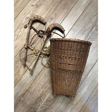 VIntage Native Indian Woven Gathering Trappers Hunting Back Pack Basket w/ Strap picture