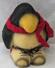 OOAK Unusual Carved Sponge Penguin with red scarf, bead eyes, shoe laces-5