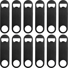 12 Pcs Flat Bottle Opener 4.9X 1.18 Inches Black Stainless Steel Beer Bottle Ope picture