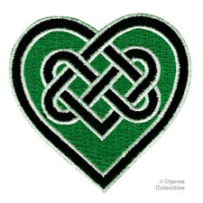 CELTIC HEART GREEN iron-on PATCH embroidered IRISH EIRE IRELAND LOVE KNOT EMBLEM picture
