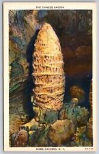 Howe Caverns NY~Chinese Pagoda Cylindrical Calcite Formation~1930s Linen PC picture