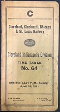 Vintage 1911 New York Central Lines Cleveland Indianapolis Div. Time Tables picture