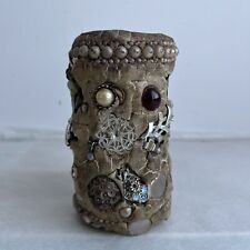 Vintage Gems And Charms Memory Jug Jar Vase 5x3 Folk Art Collage Bejeweled picture