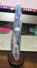 GORGEOUS TALL SPECIMEN OF BLUE KYANITE IN A WOOD STAND picture