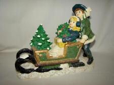 Adorable Vintage Large Christmas VICTORIAN CHILDREN in Sled, Mica Decoration picture
