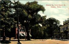 1908. SHARON SQUARE FROM DEPOT ST. SHARON, MASS POSTCARD. RC15 picture
