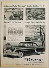 1954 Print Ad Pontiac 4-Door Car & Station Wagon Farm Country Barn picture
