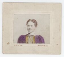 Antique c1880s ID'd Hand Tinted Cabinet Card Woman Eloise Lawler Rushville, IL picture