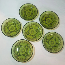 Vintage 1960's Green Dishes, Anchor Hocking Glass Relish Plates, Starburst Bowl picture