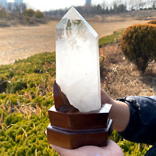 TOP 4.22LB Natural Clear Quartz Obelisk Crystal Wand Point Reiki+stand  XA5545 picture
