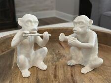 Vintage Fitz And Floyd White Monkeys Playing Instruments Figurines 4.5 In picture