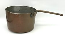 ANTIQUE DOVETAILED HAND FORGED COPPER POT 5.75” DIAM COPPER HANDLE picture