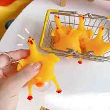 5PCS Funny Keychain Rubber Chicken Stress Crowded Laying Egg Tweet Keychain picture
