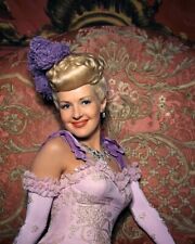 Betty Grable Glorious Vivid Color Glamour 8x10 Photo posing in purple gown picture