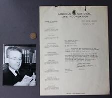 1943 Fort Wayne Indiana Abraham Lincoln Scholar Louis A. Warren signed letter -- picture