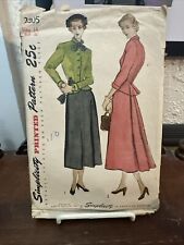 Vintage 1940s Simplicity 2605 Womens Suit Dress Sewing Pattern Bust 32 Size 14 picture