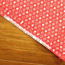 Vintage Cranston Small Print Hearts Fabric Red Cotton 1.6 YD picture