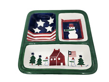 Trish Richman At Home International Christmas Divided Dish Americana Snowman picture