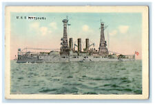 c1940's U.S.S Missouri Sailing Scene, Tichnor Bros Inc. Unposted Postcard picture