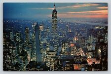 Aerial View Of Empire State Building NYC VINTAGE Postcard picture