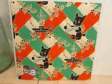 Vintage Christmas Scotty Dog Candlestick Gift Wrap Wrapping Paper Sm-art 1940's picture