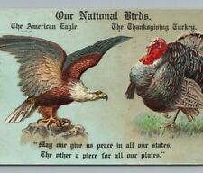1910s Thanksgiving Day Turkey American Eagle National Bird Embossed Postcard  picture