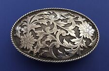 Fabulous Antique Vintage Flemming MEX Sterling Silver Floral Design Belt Buckle picture