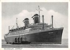 SS AMERICA AT SEA ~ UNITED STATES LINE  ~ used Germany 1957 picture