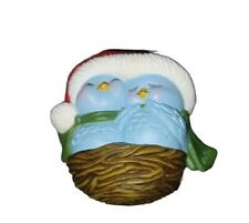 Vintage Avon NESTLED TOGETHER Bluebirds in Nest Christmas Ornament 1982 picture