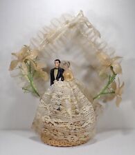 1950’s Plastic And Lace Wedding Cake Topper picture