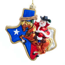 Texas State Cowboy Santa Ornament 4.5