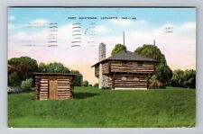 Lafayette IN-Indiana, Fort Ouiatenon, Block House, Vintage Souvenir Postcard picture
