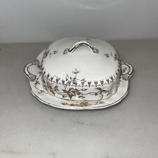 Antique Wedgwood & Co Brown Transferware HERO Covered Serving Dish ~7” By 6” picture