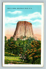 Black Hills South Dakota, DEVIL'S TOWER, Mountain Scenic, c1937 Vintage Postcard picture