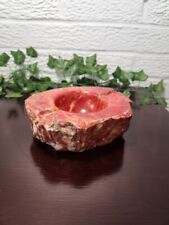 VTG MCM Genuine Italian Alabaster Stone Edge Lava Red Ashtray Hand Carved Italy picture