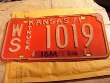 1971 KANSAS STATE LICENSE PLATE CAR 16M FARM TRUCK TAG WS 1019 WASHINGTON COUNTY picture