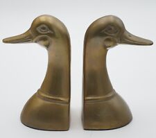 Vintage Pair of Solid Brass Duck Head Bookends 6.25