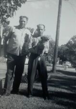 Two Men Standing One Holding Dog B&W Photograph 3.5 x 5 picture