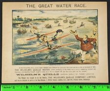 Vintage 1880s Quelle Water Boat Race Bottle Heads Dog Steamship Quack Trade Card picture