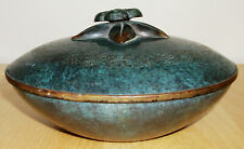 Pal-Bell Covered Candy Dish Bowl, Flower Blossom Handle, Israel Green Verdigris picture