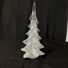 Vintage Clear Glass Christmas Tree With Snowflake Inside 8.5