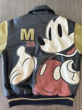Vintage Mickey Mouse Jacket Adult Small Faux Leather Big Character Disney Rare picture