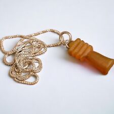 RARE ANCIENT EGYPTIAN ANTIQUE Djed Pillar Amulet Of Agate Stone & Chain Silver picture
