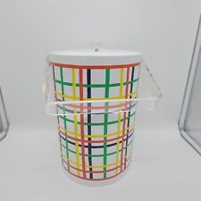 Vintage HJ Stotter Mid Century Modern Plaid Acrylic Plastic Ice Bucket MCM picture