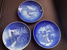 3 Bing Grondahl Christmas collector plates 1968 1973 1975 B&G picture