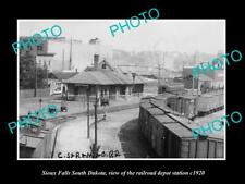 OLD 8x6 HISTORIC PHOTO OF SIOUX FALLS SOUTH DAKOTA RAILROAD DEPOT STATION 1920 picture