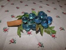 Vintage 1960's MCM Lucite Peacock Blue Grape Cluster With Drift Wood Stem 8