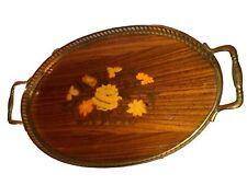 Vintage French Wood inlaid Marquetry Serving tray picture