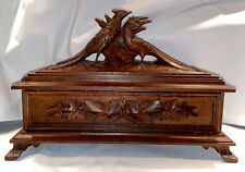 Rare Antique Black Forest Swiss/German Carved Wooden Glove/Jewelery Box- Musical picture